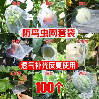 水果套袋无花果防鸟防虫袋束口草莓袋批发透气葡萄防果蝇防虫网袋|ru