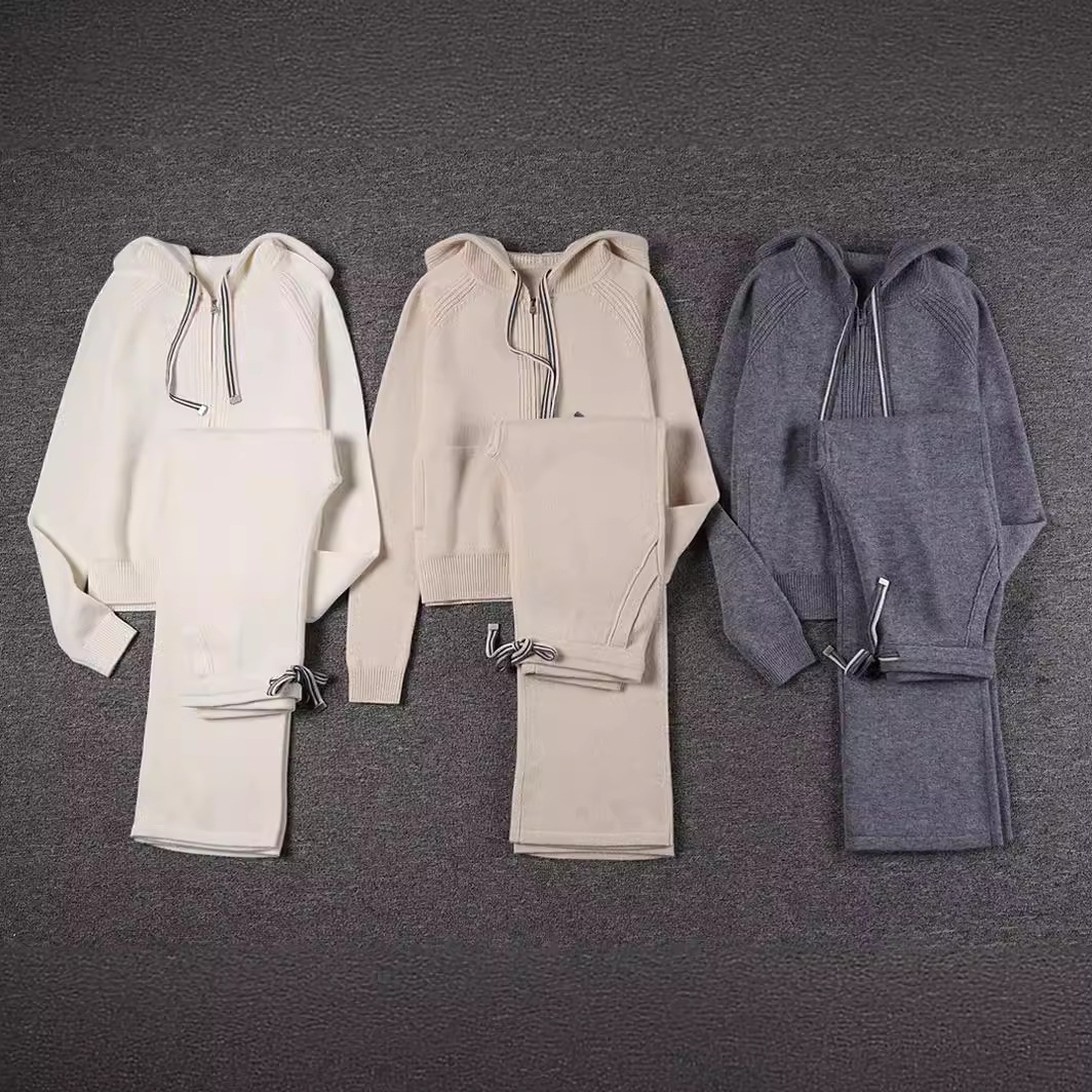 纯原LP南油高端欧洲站专柜同款针织衫外套阔腿休闲裤套装高级感女