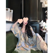 新中式禅意国风盘扣缎面防晒衣女装夏季薄款开衫蕾丝上衣外套春秋