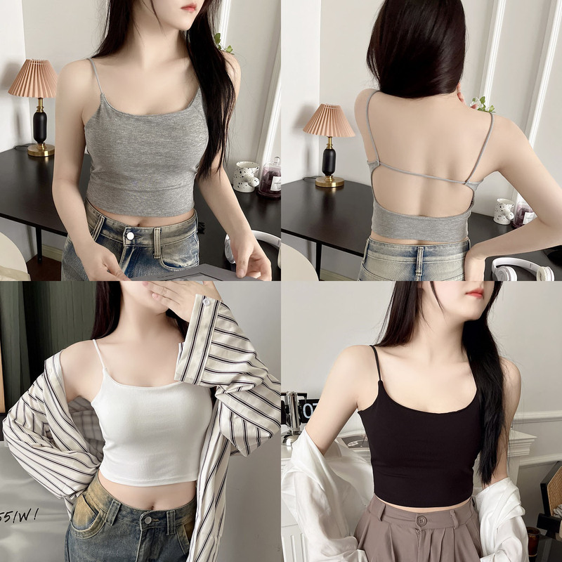 Slim-Fitting Sexy Vest, Women's Fixed Cup Suspender Intimates, Outer Wear Tube Top, Versatile Slimming Look Back Top, Summer Backless