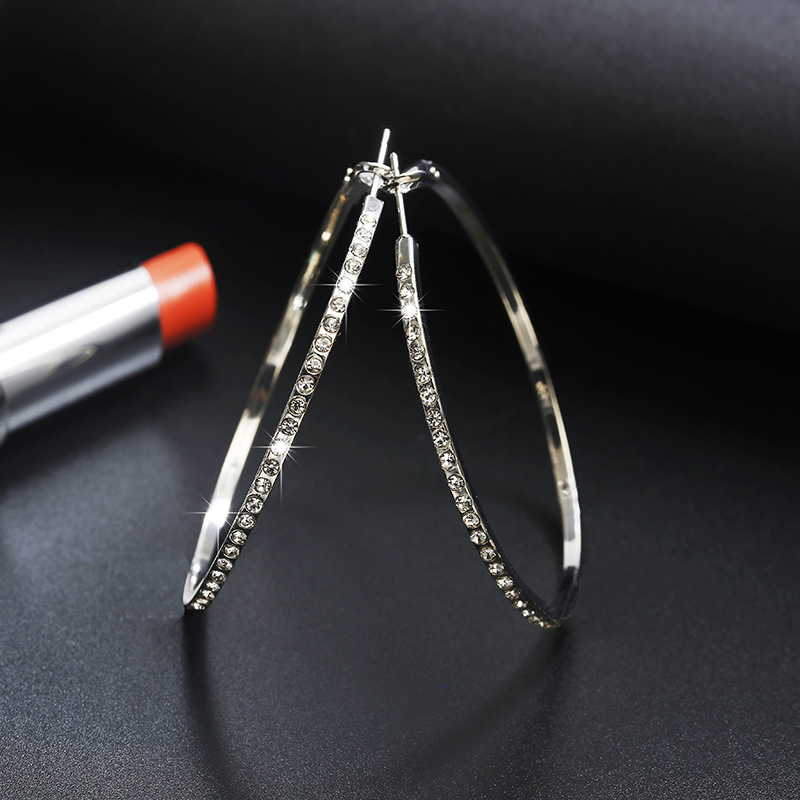 European and American Light Luxury Large Hoop Earrings for Women, High-End Fashion Earrings, Niche Design Zircon Earrings, Earrings Wholesale