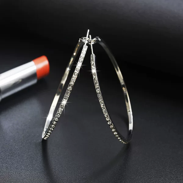 European and American Light Luxury Large Hoop Earrings for Women, High-End Fashion Earrings, Niche Design Zircon Earrings, Earrings Wholesale