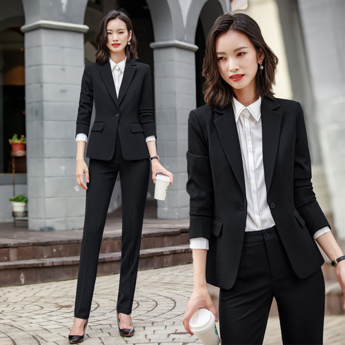 Professional suit women's spring and autumn navy blue business suit jacket work clothes temperament formal fashion suit two-piece set