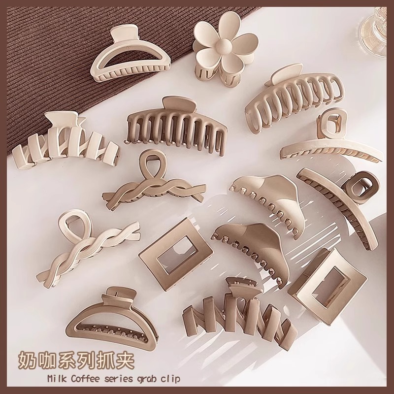 Leche marrón esmerilado pelo clip accesorios para el cabello de las mujeres de alto grado updo tiburón clip gran horquilla ins lindo horquilla al por mayor
