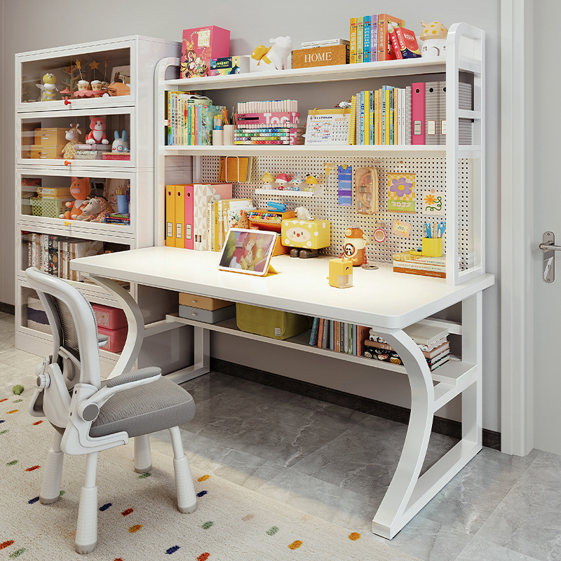 Escritorio de tablero de agujeros, estantería, escritorio integrado, escritorio de aprendizaje, hogar de estudiantes, dormitorio de estudiantes de secundaria, escritorio de computadora, madera maciza