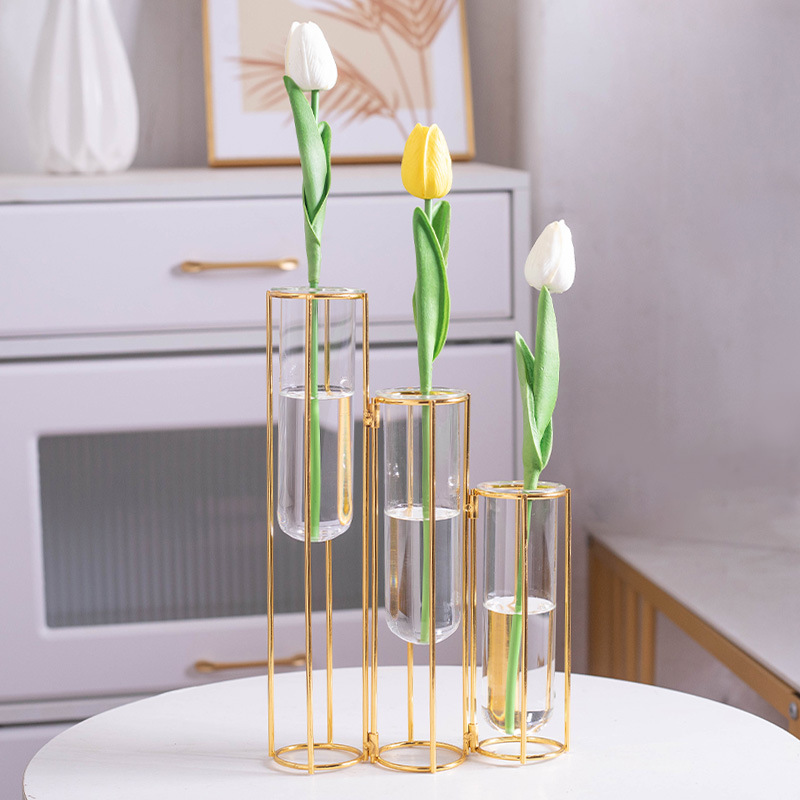 Creativo florero de cerámica de vidrio hidropónico flor seca planta verde floral decoración de hierro sala de estar mesa de comedor TV decoración del gabinete