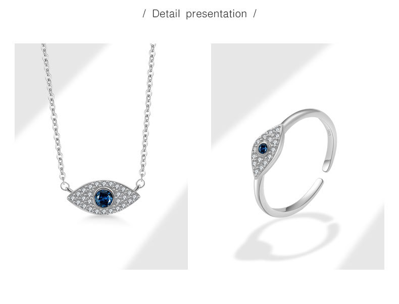1 Piece, 1 Pair Quantity Sterling Silver S925 Turkish Middle East Devil's Eye Jewelry 4-Piece Set Europe And America Cross Border Ornament Jewelry Set