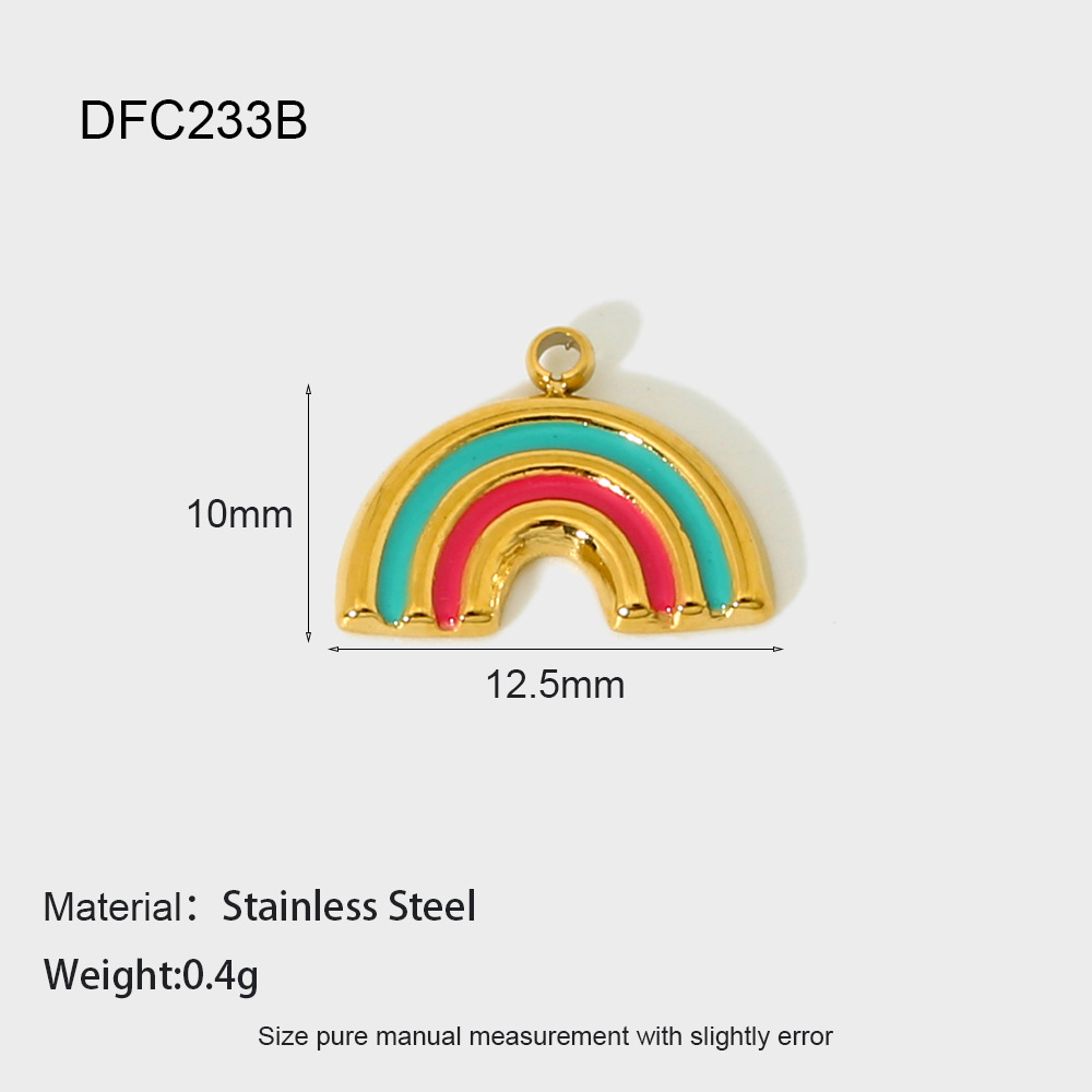 18K Real Gold Plated Plating Material 1 Piece Quantity 1 Piece 304 Stainless Steel Letter Rainbow Starfish Pendant