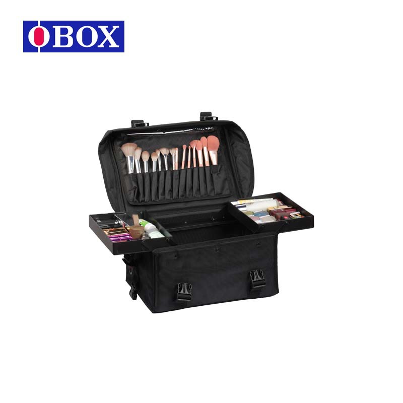 Maletín de maquillaje Oxford con ruedas para maquilladores, estuche de cosméticos de gran capacidad, portátil para viajes, con múltiples compartimentos.