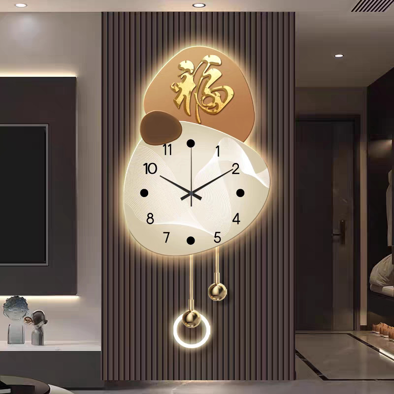 Reloj del restaurante Fu Lu led con lámparas pinturas de lujo ligeras pinturas de decoración de la sala de estar de alto nivel pinturas murales al final del pasillo