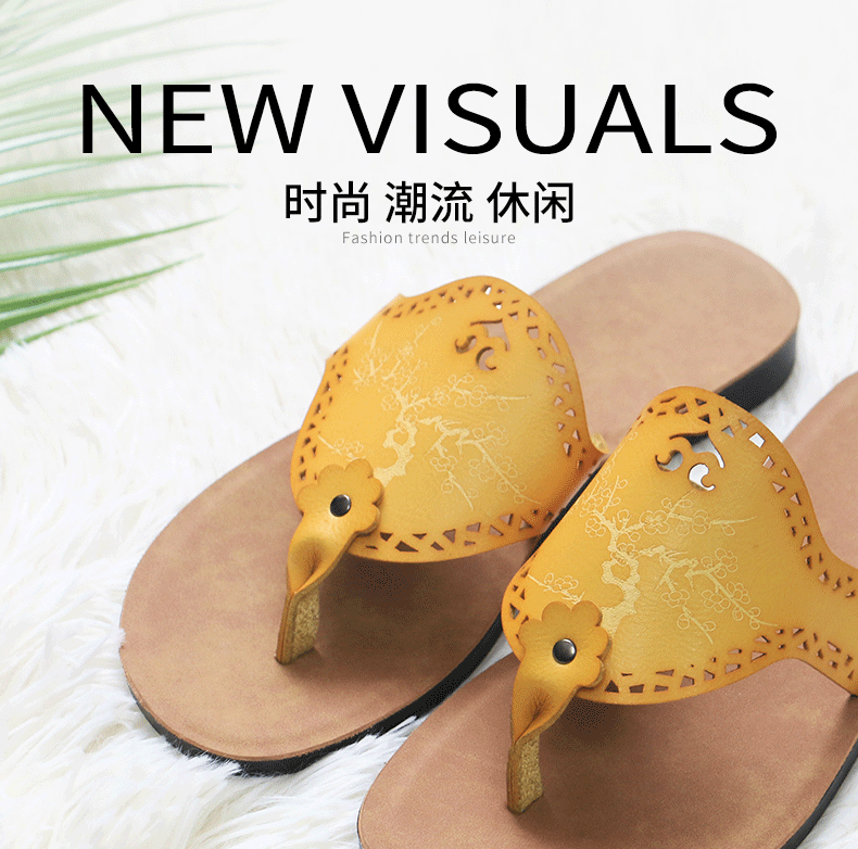 Dép sandal nữ quai ngang da PU mũi hở, đế bằng chống trượt, thoáng khí đi biển và đi trong nhà — màu vàng, màu xanh nhạt, màu xanh đậm, màu đỏ chi tiết 1