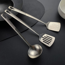 纯钛煎铲汤壳勺长柄挂孔火锅炒菜铲盛汤厨房烹饪工具防烫钛铲勺