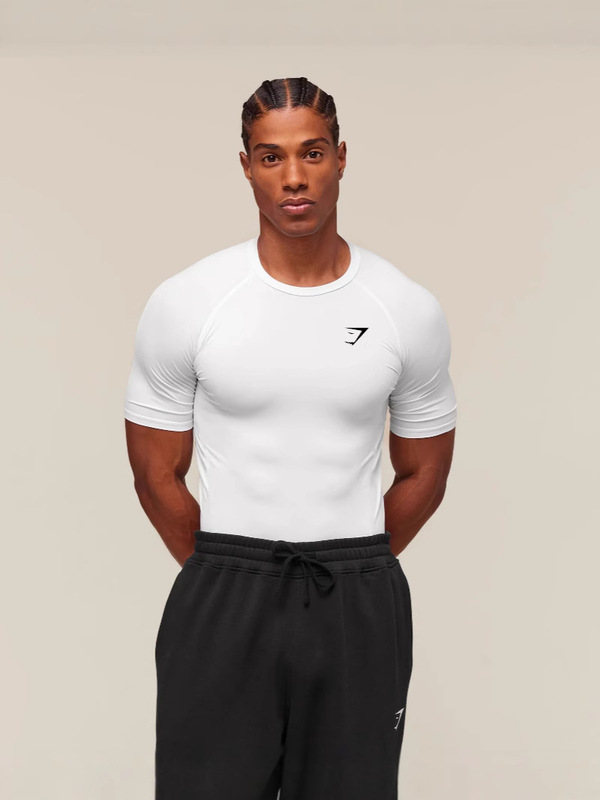 GYMSHARK メンズ Tシャツ スポーツ フィットネス ラウンドネック 伸縮性 速乾性 通気性 半袖 ファッショナブルな Tシャツ トップス|undefined