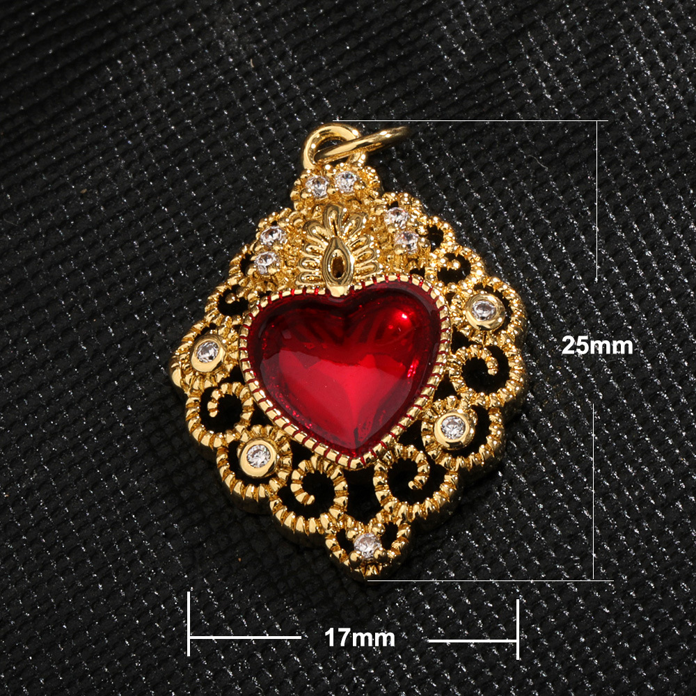 Zircon Inlay Material DIY Jewelry Accessories Classification 1 Piece Copper Zircon Gold Plated Letter Square Heart Shape Polished Pendant