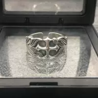 Кольцо открытое TJ-921 из тайского серебра S925 с крестом и ретро‑орнаментом, регулируемое