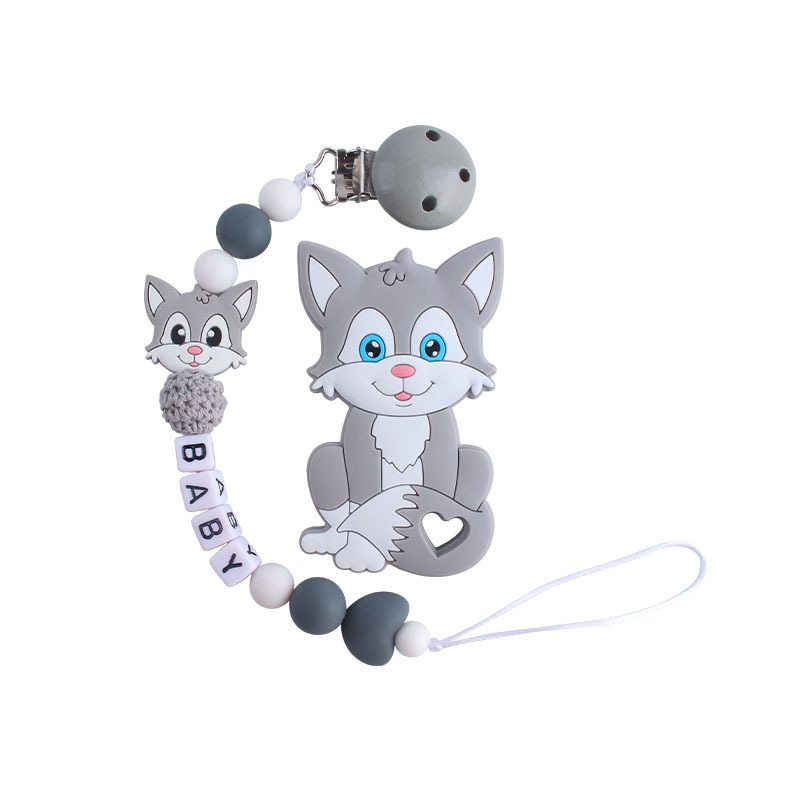 Hemu chupete clip Fox gato juguete mordedor bebé nombre silicona amor chupete cadena suministros infantiles