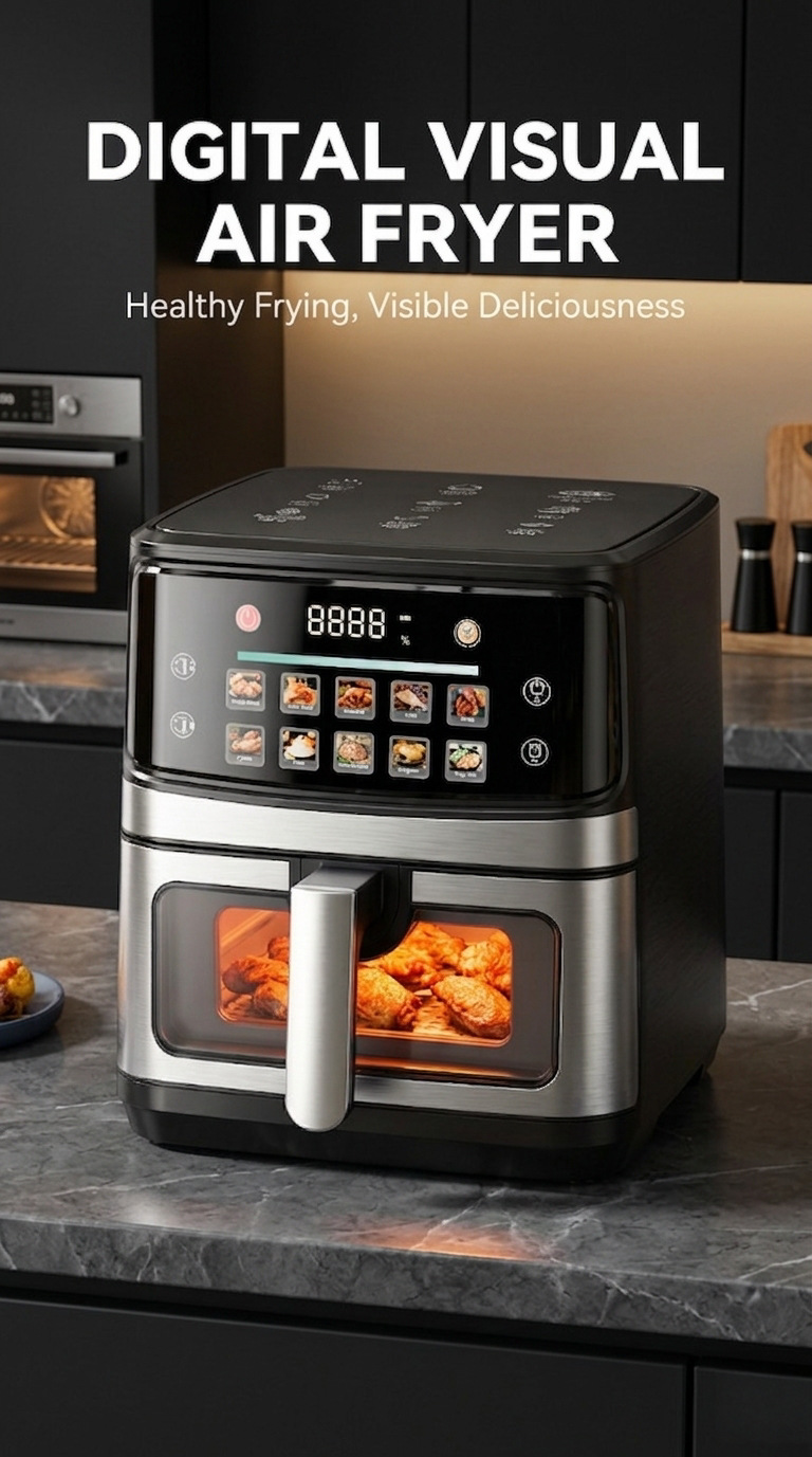 Cross-border Exclusive airfryer 12L Visible Air Fryer Large Capacity Stainless Steel Multifunctional US Specification 110V