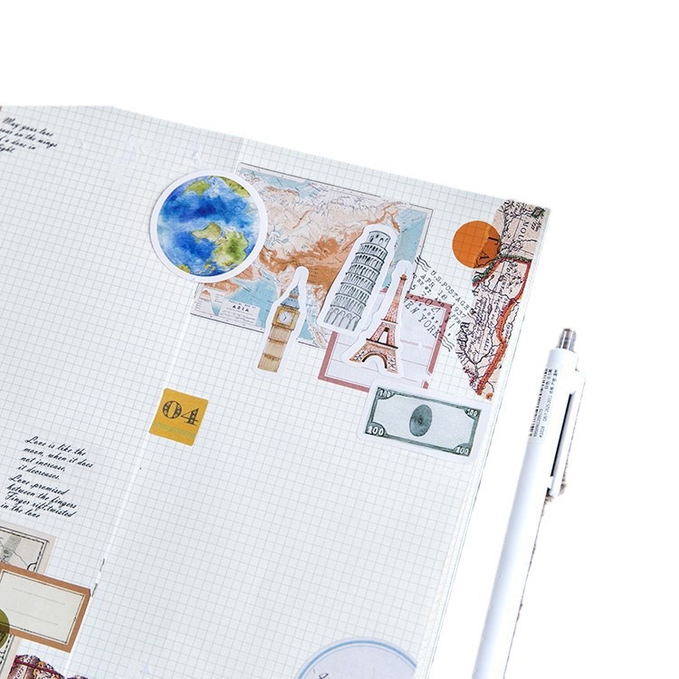 Mo en caja pegatinas una persona viaje diario álbum pegatinas decorativas pegatinas de sellado pegatinas DIY 46 unidades