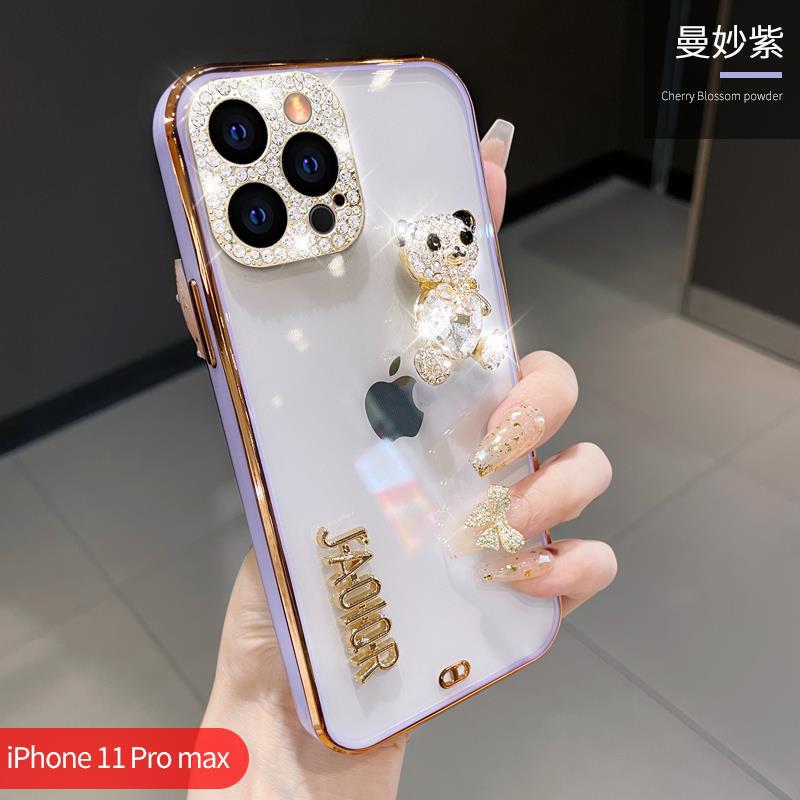 Applicable To Apple 11 Mobile Phone Shell 2021 New Female High-end Transparent 11promax Luxury Rhinestone All-inclusive Lens