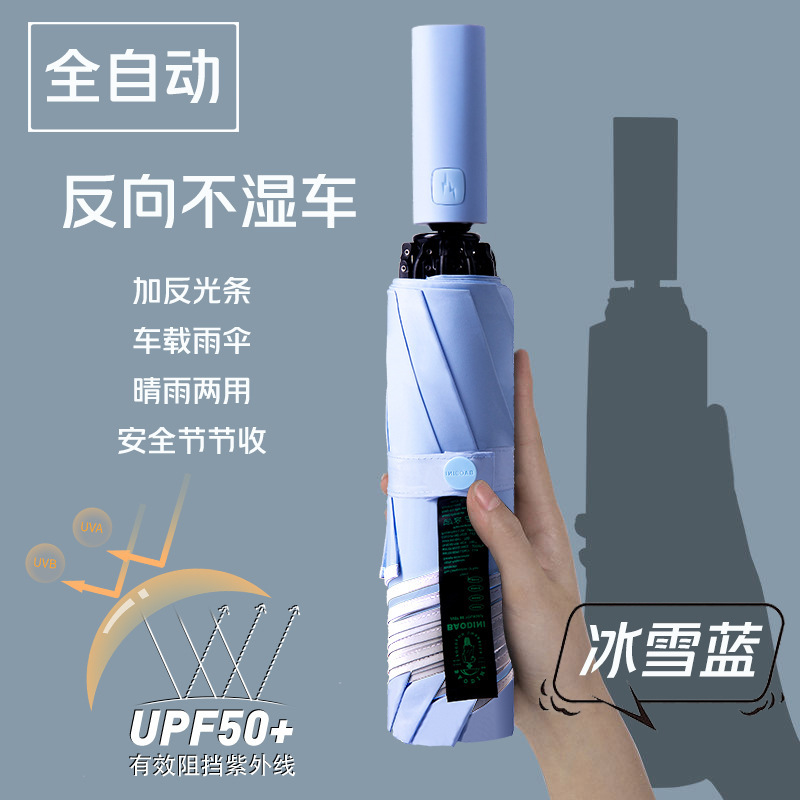全自动防回弹黑胶防晒防紫外线24骨双龙骨加大遮阳雨伞安全节节收|undefined