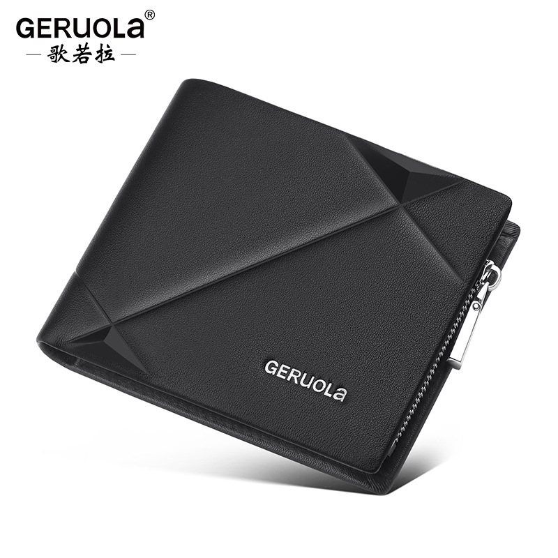 Ge Ruola Leather Factory 2025 nueva billetera de cuero para hombre estilo transfronterizo corto con cremallera primera capa de cuero para hombre