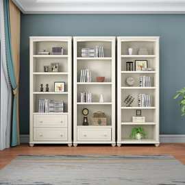 美式儿童书柜书架置物架组合柜子白色轻奢实木落地客厅柜田园柜