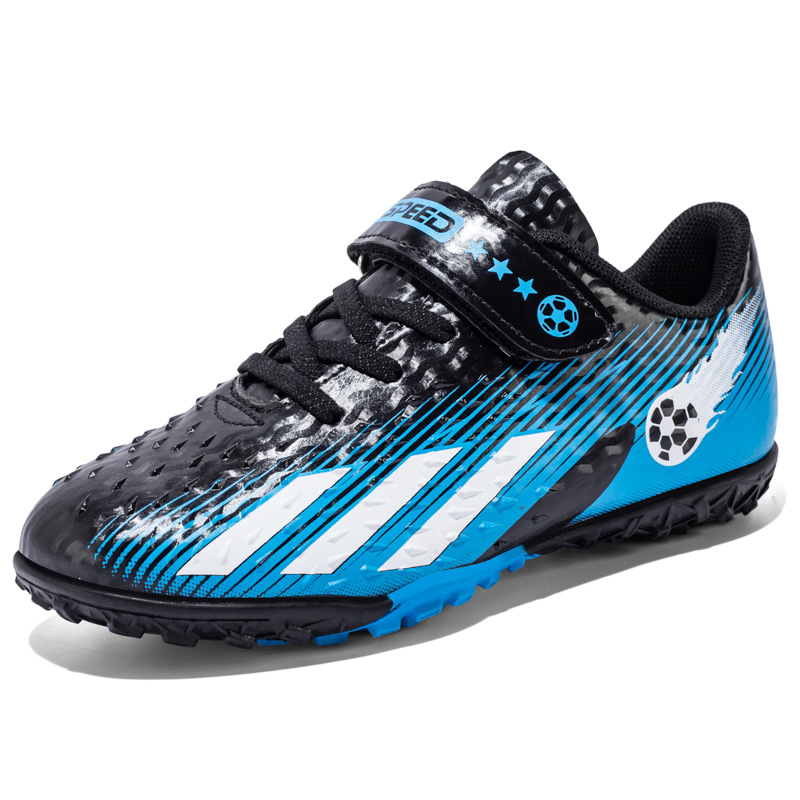 Nuevos zapatos de fútbol de velcro para niños jóvenes TF uñas rotas estudiantes de primaria y secundaria competencia entrenamiento zapatillas hombres y mujeres al por mayor