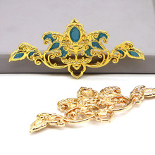 60913铜手工diy仿点翠烧蓝基础配件头饰发饰汉服材料39*80mm