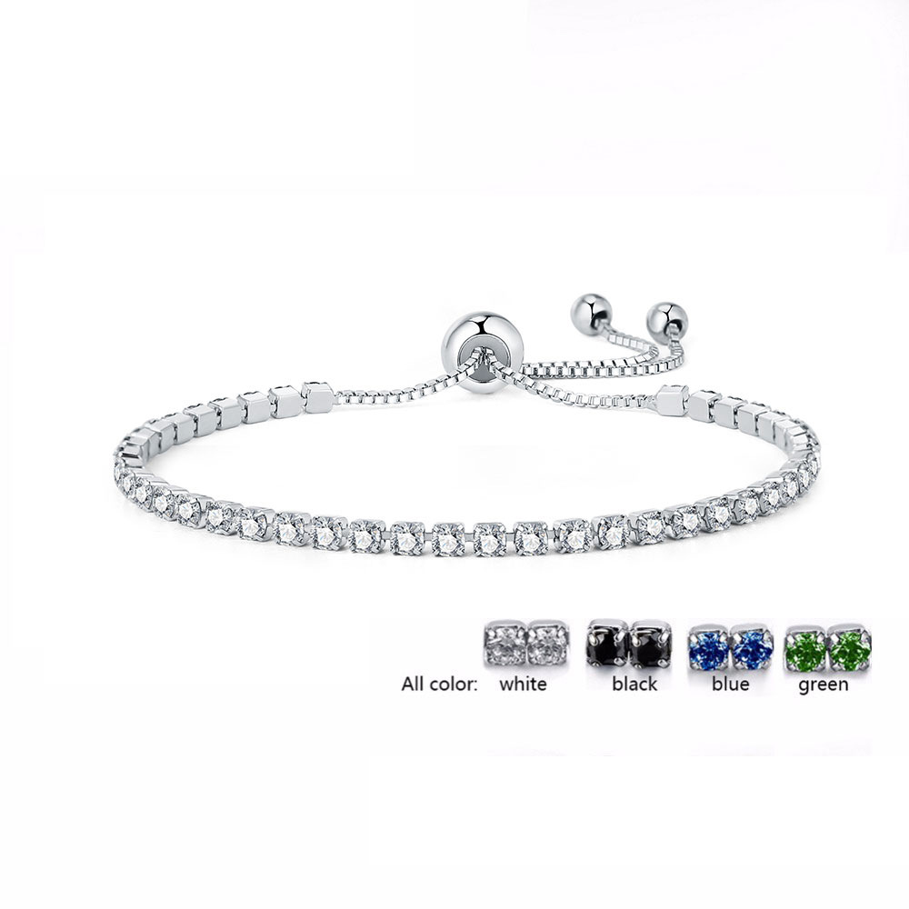 2.5mm Round Zircon Bracelet Men Women Color Jewelry Bracelet Bracelet Single Row Diamond Bracelet