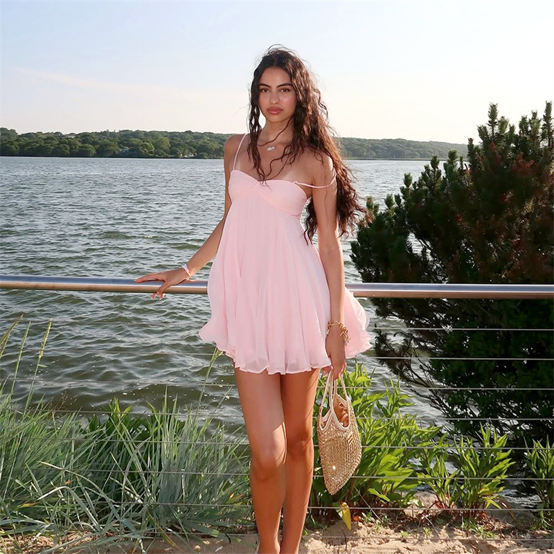 Summer New Style Off-neck Fashionable Elegant Chiffon Sling Dress
