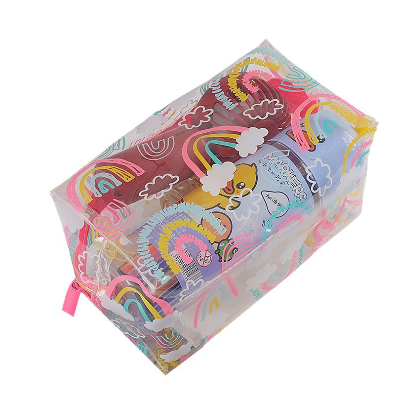Spot tpu bag octogonal bag grueso antioxidante transparente impresión en color estuche para lápices bolsa cosmética almacenamiento fábrica de bolsas impermeables