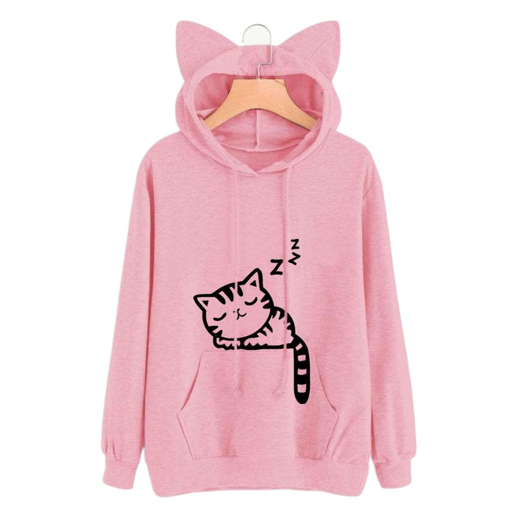 0408 AliExpress eBay Venta caliente popular suelta polar impreso gato patrón impreso Sudadera con capucha