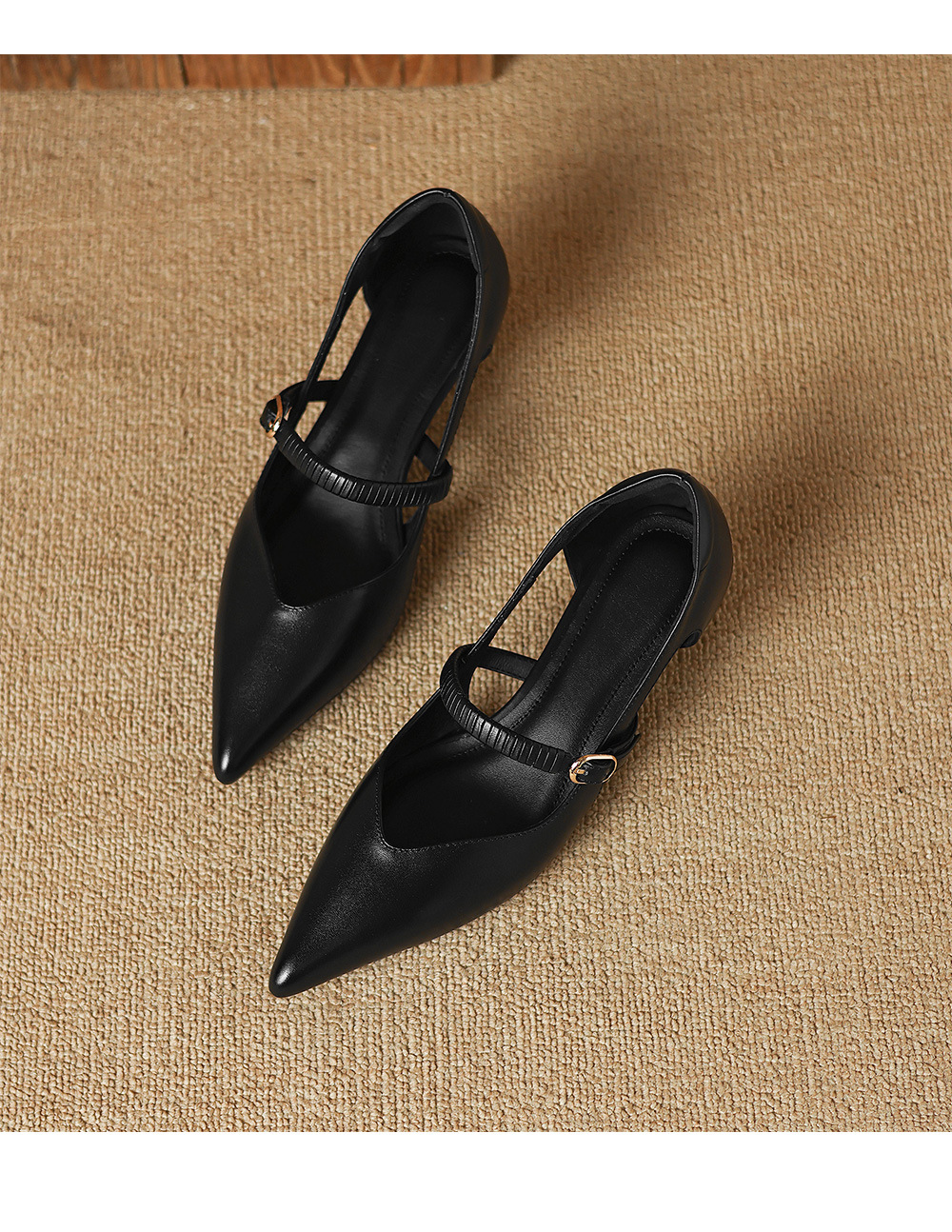 Sandal cao gót nữ bít mũi hở gót 5,5 cm mũi nhọn phong cách Hàn Quốc — Màu đen chi tiết 24