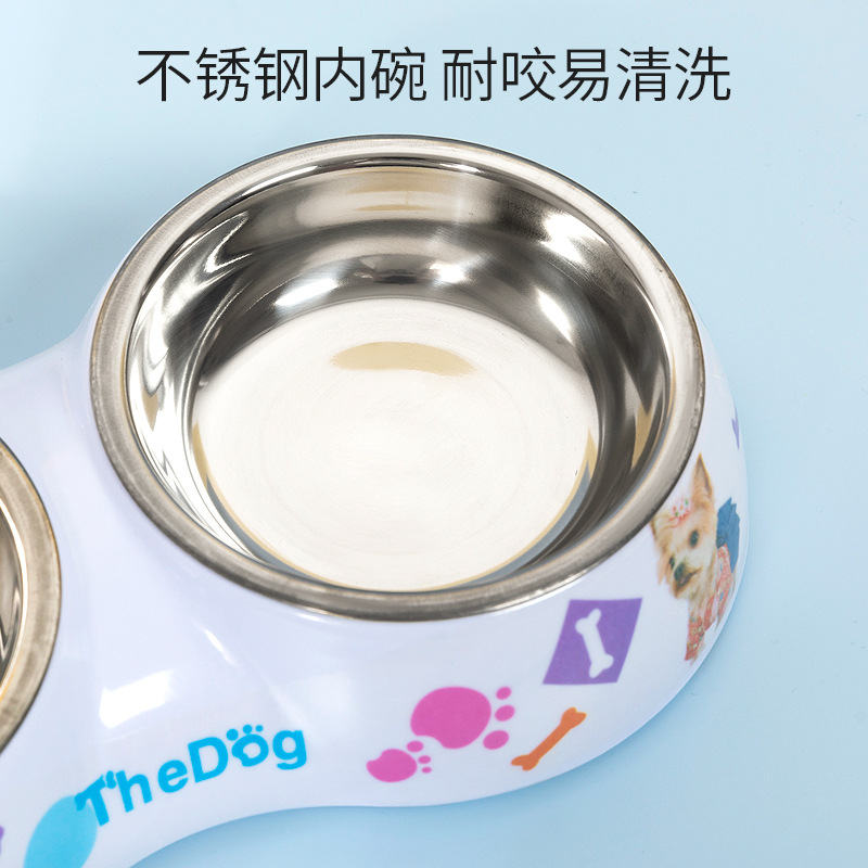 Imitación de cerámica gato tazón al por mayor impresión mascota doble tazón perro tazón gato tazón de agua alimentador de agua conjunto de alimentos para mascotas tazón de comida para perros