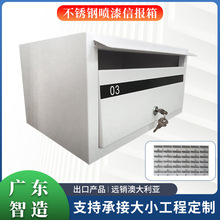 出口澳大利亚不锈钢喷漆信报箱 户外防雨信报箱加厚不锈钢信报箱