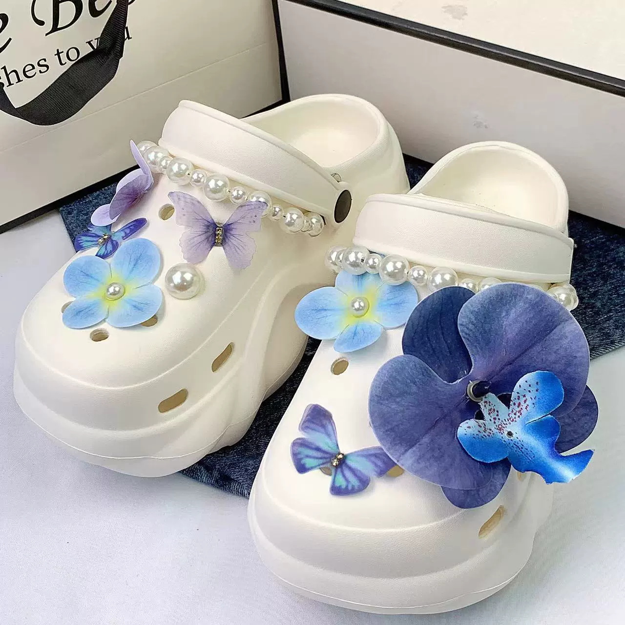 Украшения для обуви Phalaenopsis (jibbitz), китайский стиль 2025, наборы DIY с опцией жемчужной цепочки