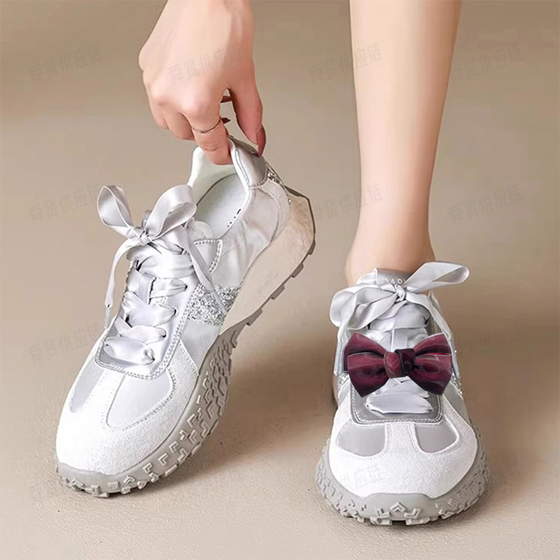 Extraíble zapato hebilla hecha a mano brillante hilo de seda con franela arco zapatos flor tacones altos zapatos accesorios zapatos Decoración