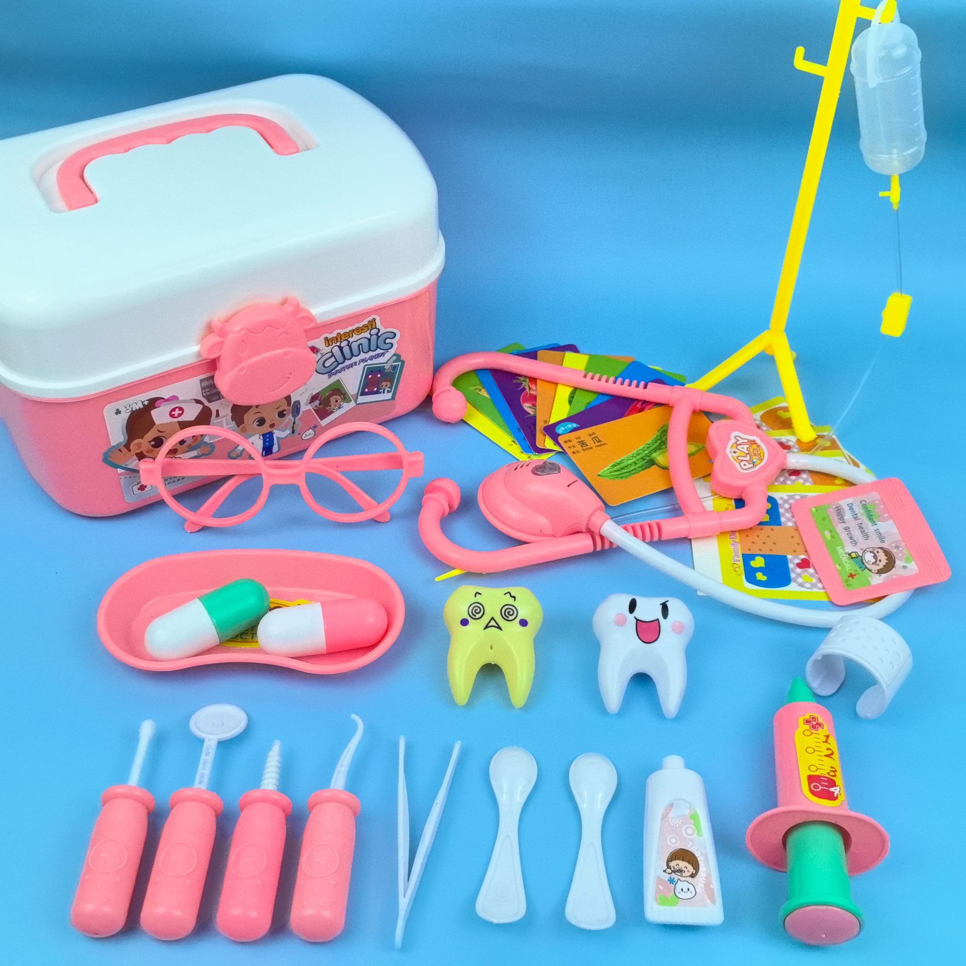 Fabricante directo para niños en casa médico juego de juguetes para niños y niñas simulación de juguetes de inyección estetoscopio caja médica