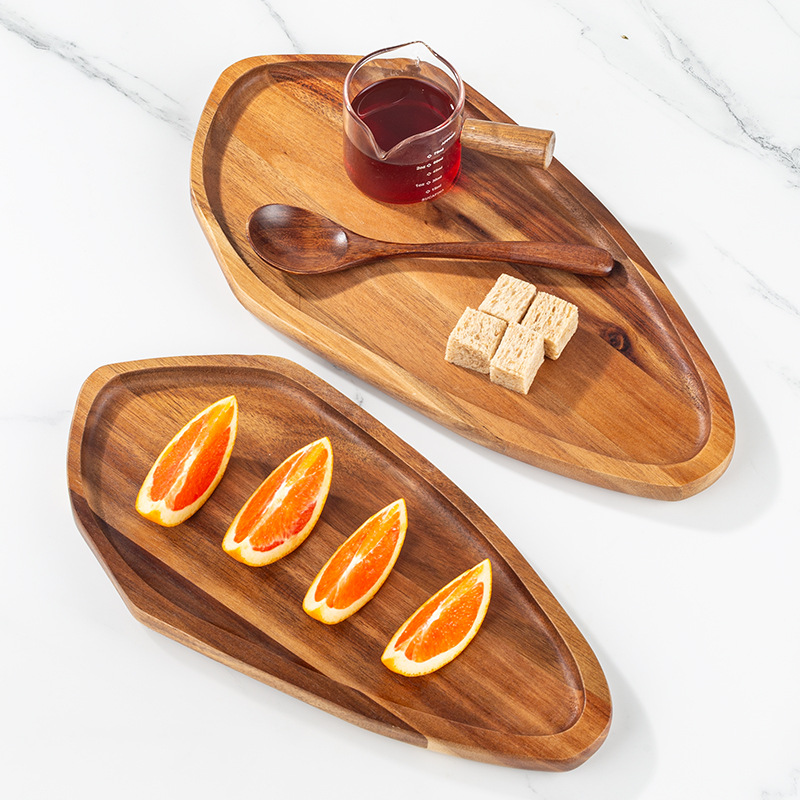 Cocina transfronteriza restaurante bandeja de carne de carne comida gourmet props de fotografía japonés plato de madera sólida bandeja de madera en forma de bala