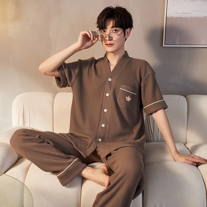 Verano nueva pareja pijamas pantalones de manga corta de algodón de las mujeres estilo coreano suelto talla grande ropa para el hogar de los hombres se puede usar fuera