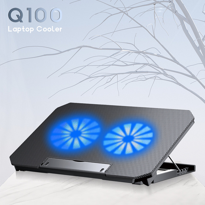 Cross-Border Hot-Selling Q100 Laptop Radiator Dual Fan Speed Adjustable Lifting Game Notebook Cooling Pad Ultra-Quiet