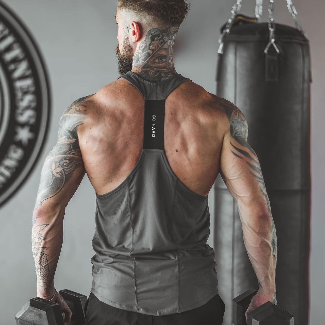 Muscle fitness men's brothers summer sports leisure elastic quick-drying blank light board logo-free stitching vest AliExpress