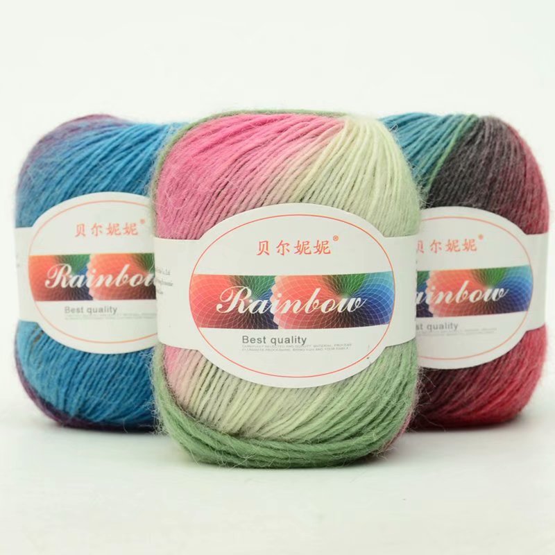 woolen rainbow knitted winter scarf handmade