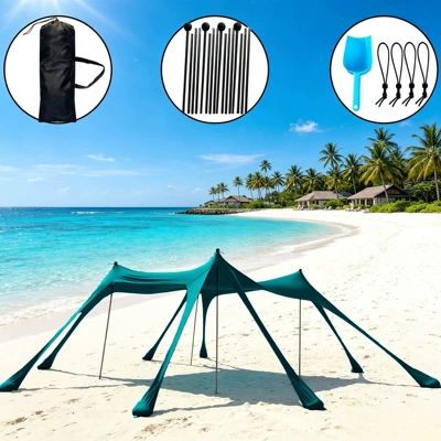 Avtomobil yan çətirləri Elastic One-Piece Sunshade TEMU - 8-feet-malachite-green-4-iron-300300200cm-lycra-canopy-tent