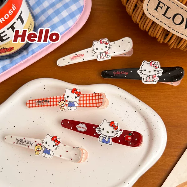 Sanrio acrylic wave point cat long duck beak hairpin cute sweet girl heart bangs cosmetic clip headdress
