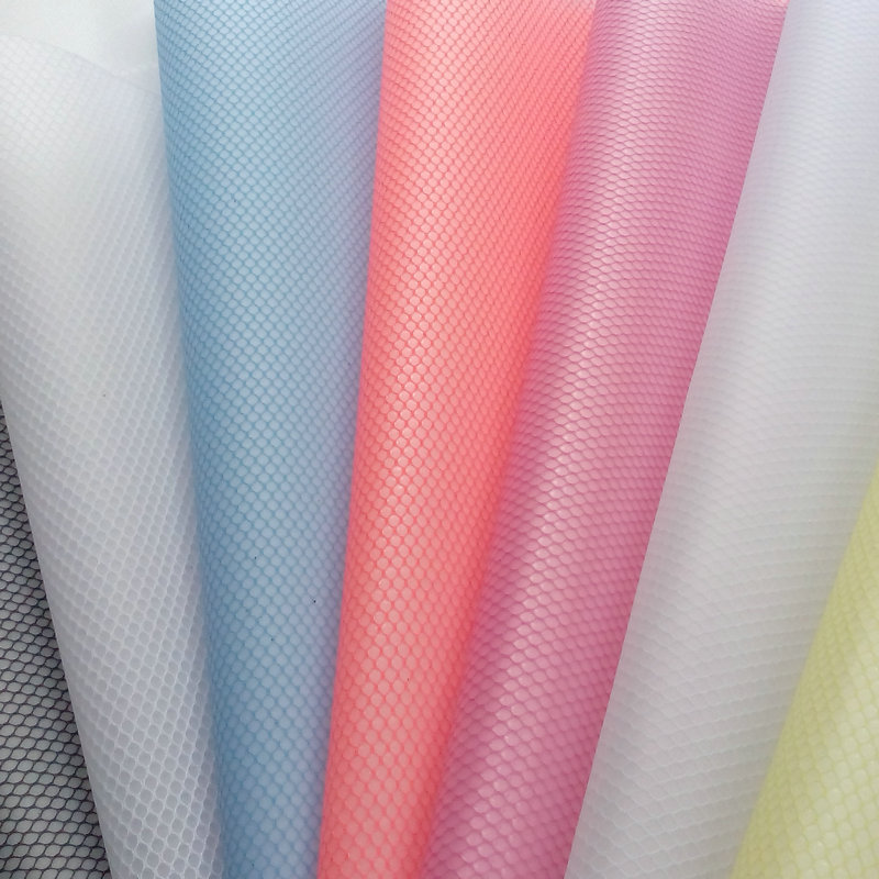 供应透明EVA双贴六角网哑面0.5mm六角网布 洗漱洗包 化妆包网布