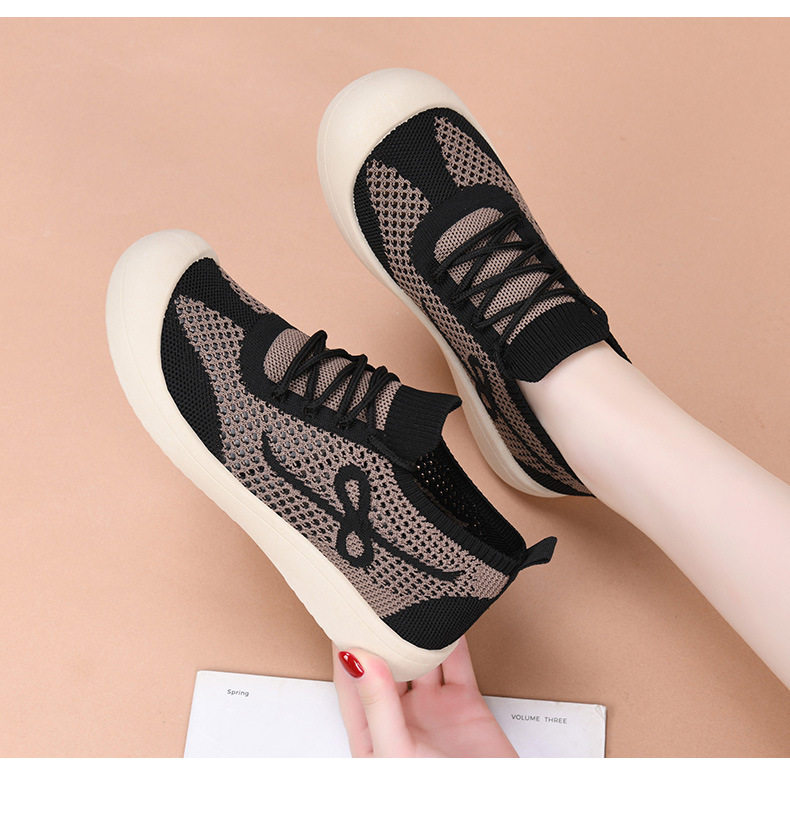 Giày lười nữ vải lưới thoáng khí đế bằng mềm, kiểu dáng một lớp dễ mang — Kaki dệt vải bay nữ, Nữ dệt thoi-vàng be, Nữ dệt thoi-đen chi tiết 21