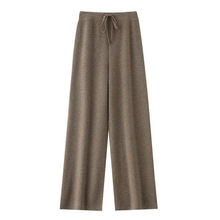 新年秋冬红加厚100羊毛阔腿裤女高腰直筒外穿拖地裤子垂感长裤