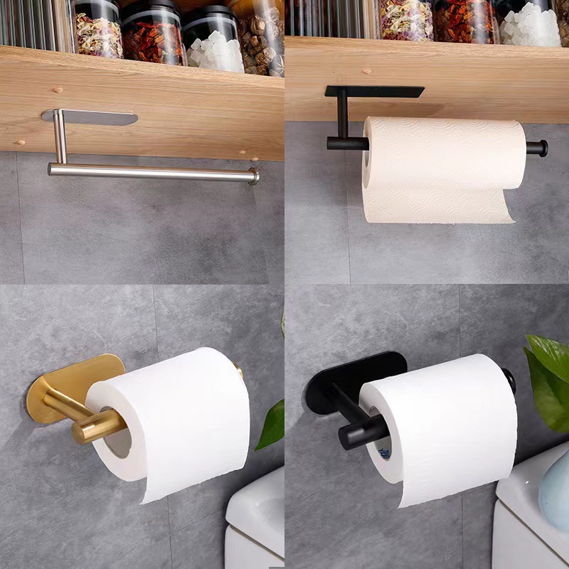 Transfronterizo de acero inoxidable toallitas de papel de baño sin perforación estante de papel de baño estante de papel rodante de papel de pared sin clavos soporte de toallas