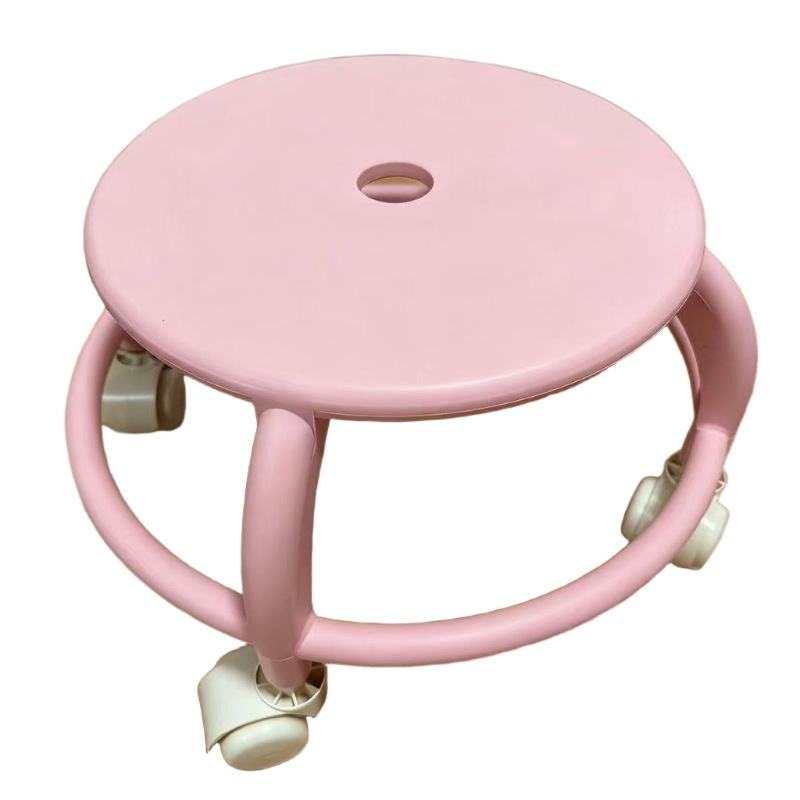 Polia bajo taburete de plástico taburete redondo silencioso para niños giratorio doméstico con bambina de belleza taburete de rueda universal bandeja de maceta